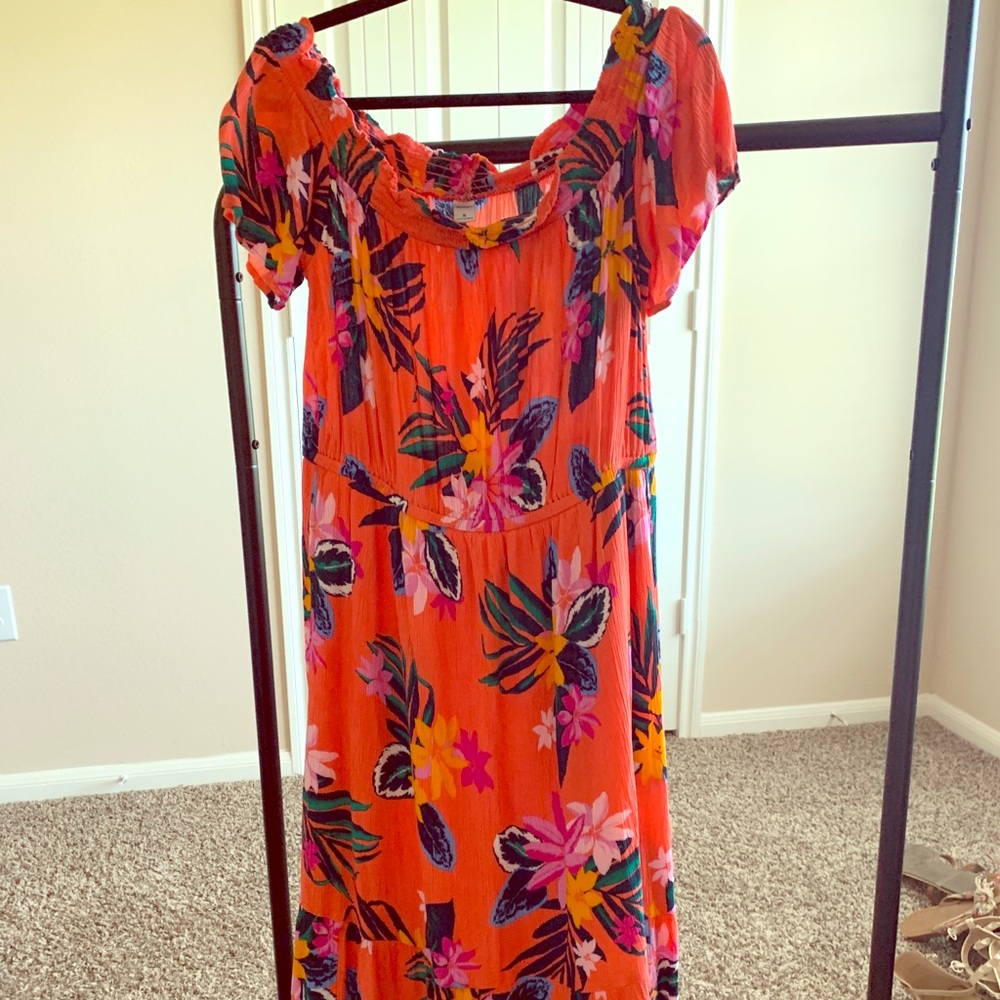 Old Navy floral midi off the shoulder dress